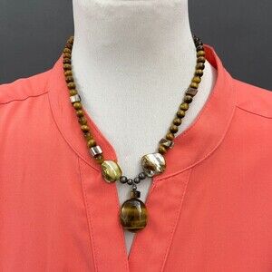 Tiger's Eye Brown Beaded Beads Women's Fashion Necklace